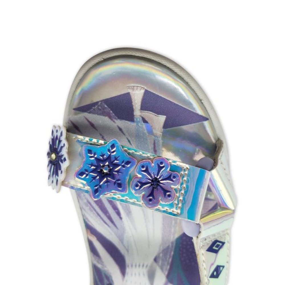 Disney Frozen II Hook & Loop Light Up Sandals Shiny Gasoline Finish - Picture 4 of 6